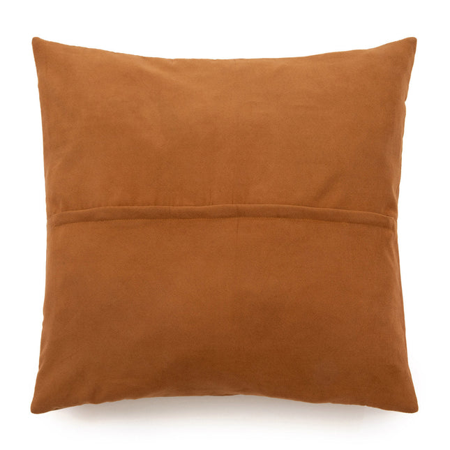 Leren kussenhoes met vier panelen - camel - 60x60 cm
