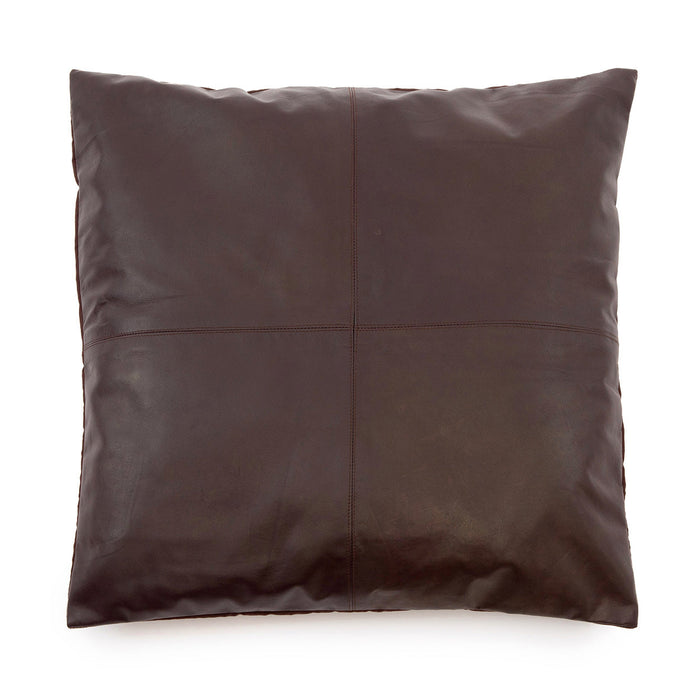 Leren kussenhoes met vier panelen - Choco - 60x60