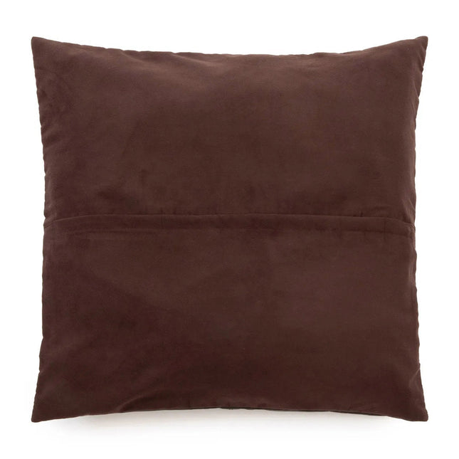 Leren kussenhoes met vier panelen - Choco - 60x60