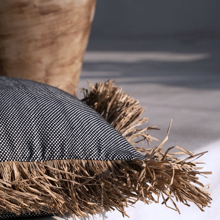 Funda de cojín Bonita de algodón - natural/negro - 60x60