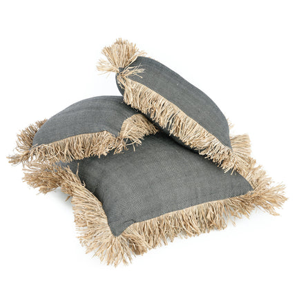 Funda de cojín Bonita de algodón - natural/negro - 60x60
