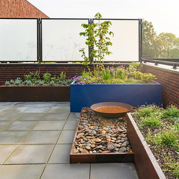 Cortenstaal Borderrand - 230 x 15 cm - 5 Stuks - Gezette Bovenrand - 3 mm dik