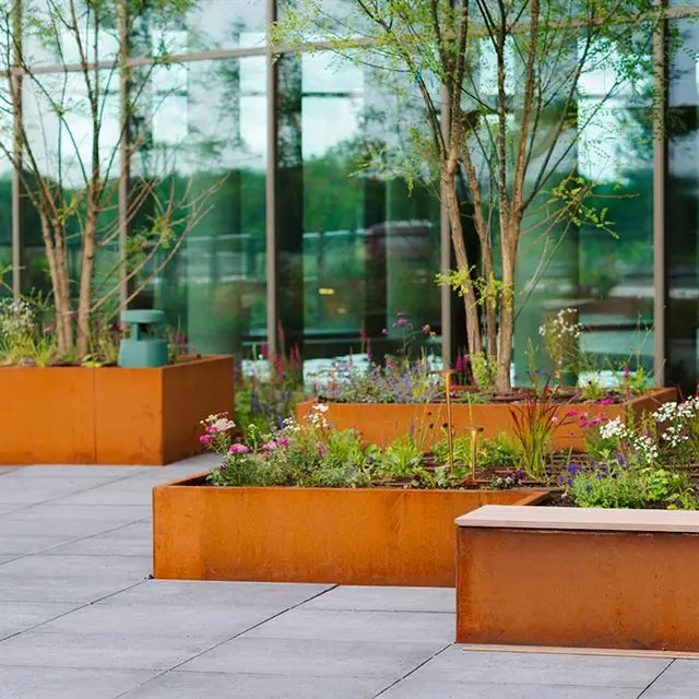 Angolo interno per muro di contenimento in acciaio Corten 100 x 100 x 20 cm