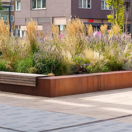 Corten Steel Retaining Wall Outer Corner 50 x 50 x 50 cm - Wide Top Edge | Border
