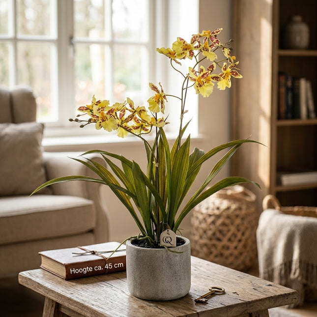 Sztuczna roślina orchidea - żółta - ↕45 cm - Ø16 cm