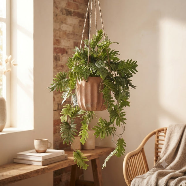 Kunstplant Philodendron - Klimmende boomliefhebber - ↕80cm - Ø18cm