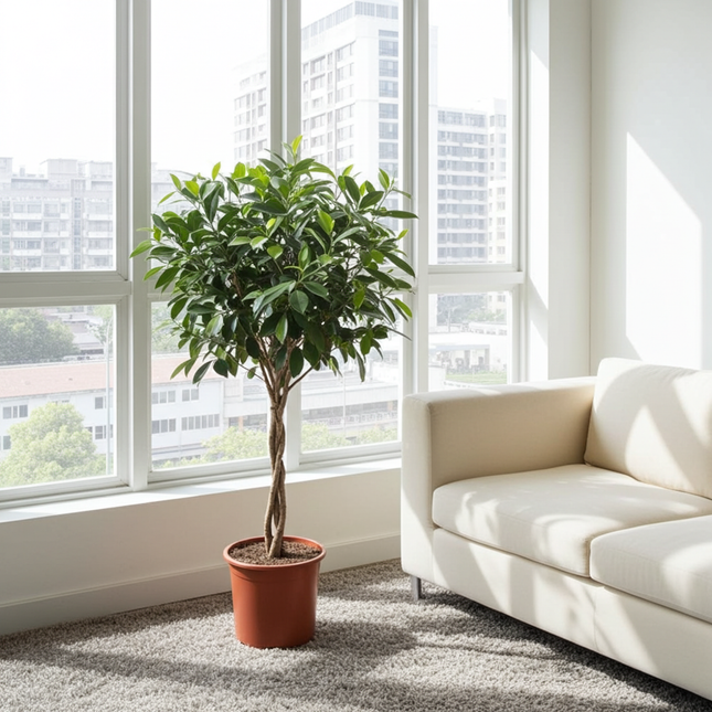 Tronco intrecciato di Ficus Nitida - ↕100cm