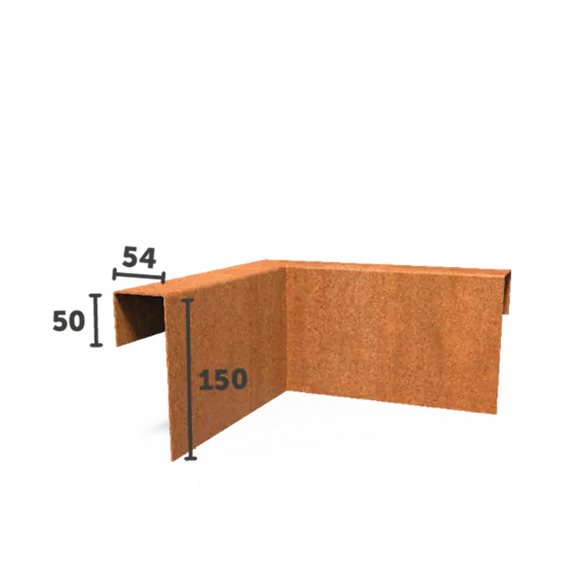 U-Profil aus Cortenstahl 30 x 30 x 15 cm | Eckprofil