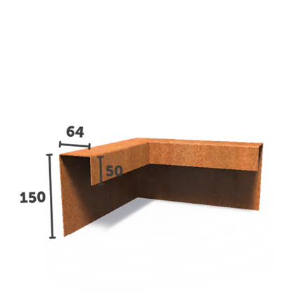Corten Steel U Profile 30 x 30 x 15 cm | Overlay Angle Profile