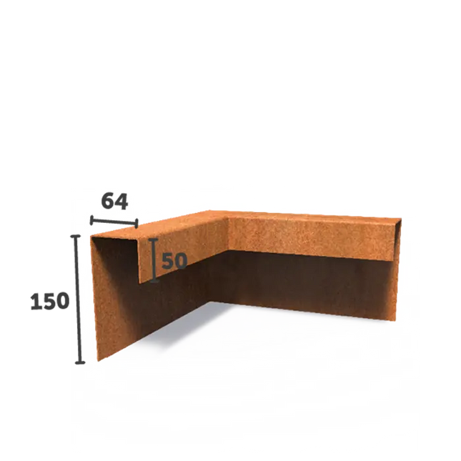 U-Profil aus Cortenstahl 30 x 30 x 15 cm | Eckprofil