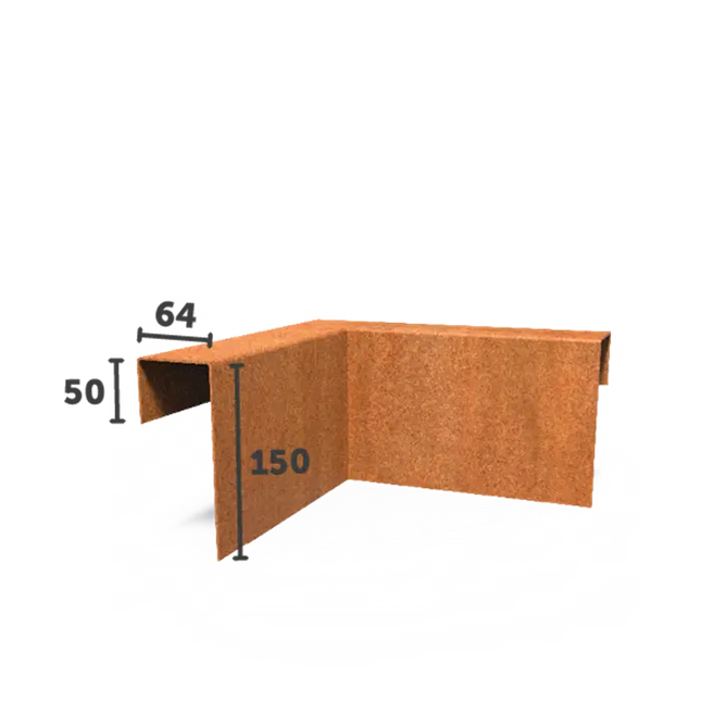 U-Profil aus Cortenstahl 30 x 30 x 15 cm | Eckprofil