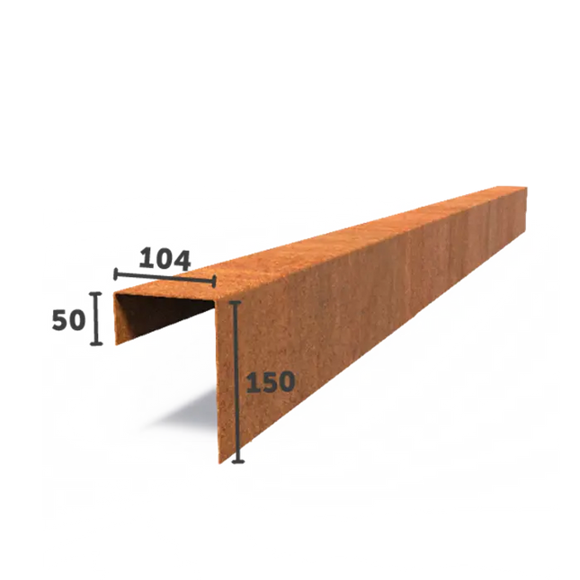 Cortenstahl-U-Profil 230 x 0,2 x 15 cm - 5x - | Überlappungsprofil