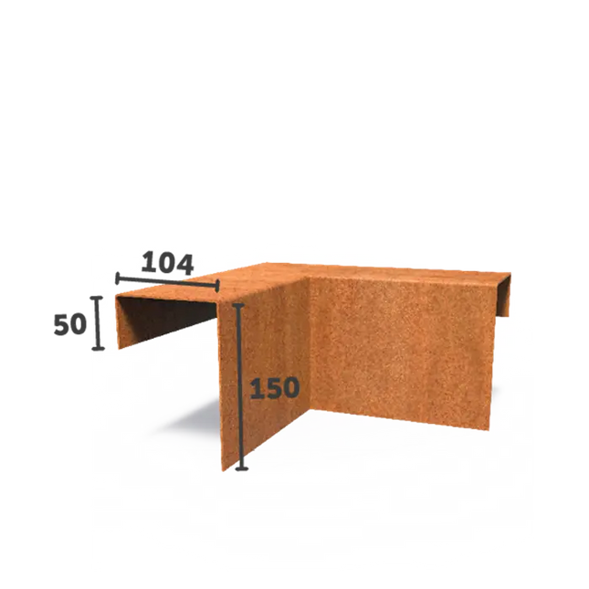 U-Profil aus Cortenstahl 30 x 30 x 15 cm | Eckprofil