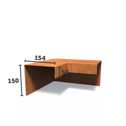 Corten Steel U Profile 30 x 30 x 15 cm | Overlay Angle Profile