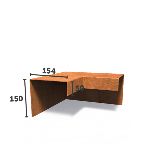 U-Profil aus Cortenstahl 30 x 30 x 15 cm | Eckprofil