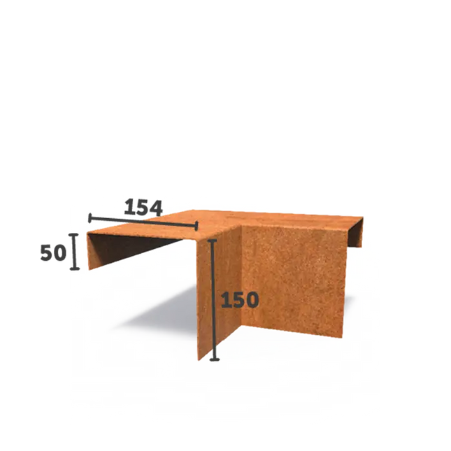 U-Profil aus Cortenstahl 30 x 30 x 15 cm | Eckprofil