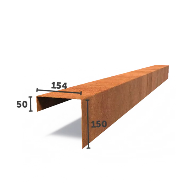 Cortenstahl-U-Profil 230 x 0,2 x 15 cm - 5x - | Überlappungsprofil