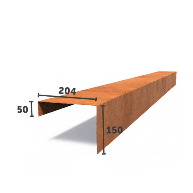 Cortenstahl-U-Profil 230 x 0,2 x 15 cm - 5x - | Überlappungsprofil