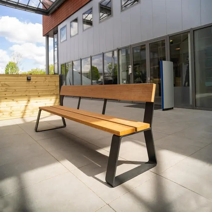 Tuinbank Gecoat Staal met Rugleuning 230x62x84 cm - Garapa Hardhout