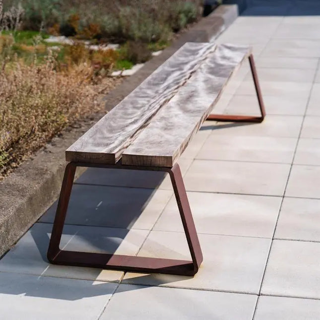 Cortenstaal Bank 230 x 57.5 x 45 cm - Garapa Hardhout