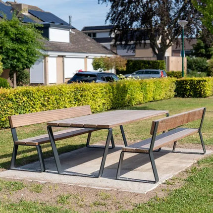 Corten Steel Table 230 x 103 x 76 cm - Garapa Hardwood - Garden Table