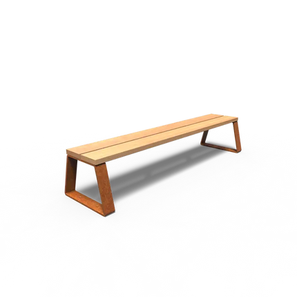 Corten stålbænk 230 x 57,5 ​​x 45 cm - Garapa hårdttræ