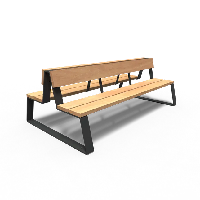 Straatmeubilair - Gecoat Staal Bank 2300 x 1320 x 840 mm - Parkmeubilair - Garapa Hardhout