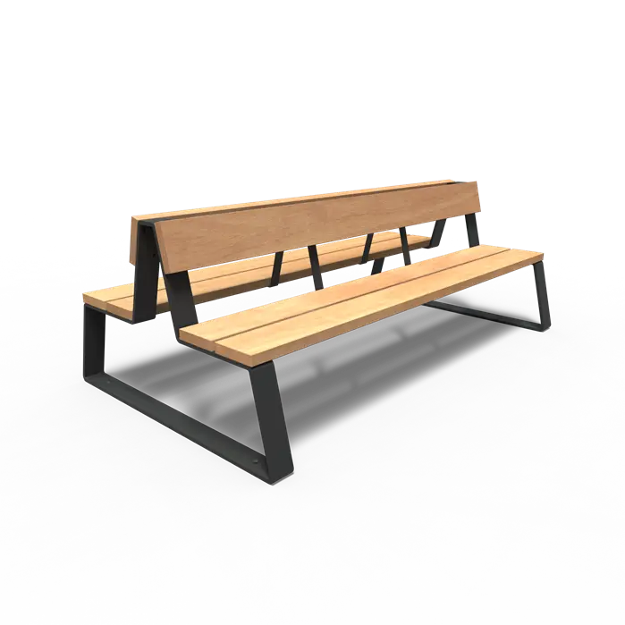 Straatmeubilair - Gecoat Staal Bank 2300 x 1320 x 840 mm - Parkmeubilair - Garapa Hardhout