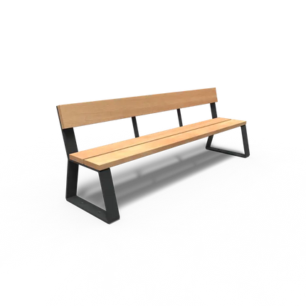 Havebænk i belagt stål med ryglæn 230x62x84 cm - Garapa Hardwood
