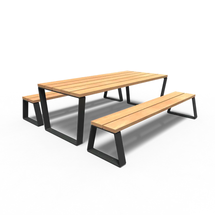 Picknick Set Gecoat Staal 230x240.5x76 cm - Garapa Hardhout