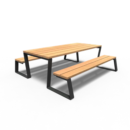 Picknick Set Gecoat Staal 230x227x76 cm - Garapa Hardhout