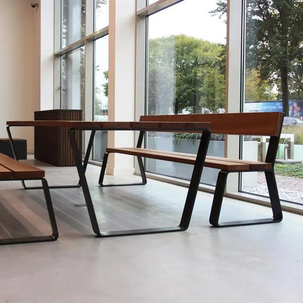 Corten Steel Table 230 x 103 x 76 cm - Garapa Hardwood - Garden Table