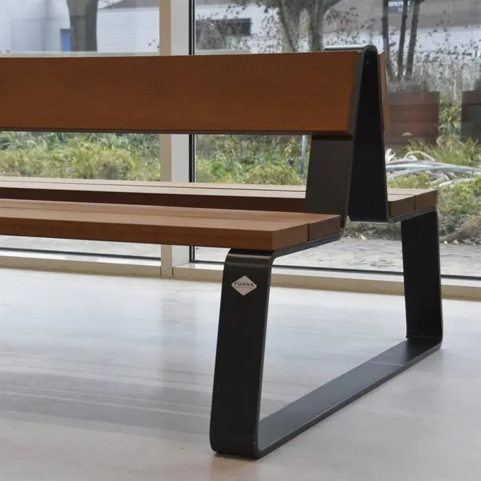 Straatmeubilair - Gecoat Staal Bank 2300 x 1320 x 840 mm - Parkmeubilair - Garapa Hardhout