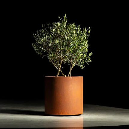 Cortenstaal Plantenbak Rond Op Wielen Ø120 x 40 cm