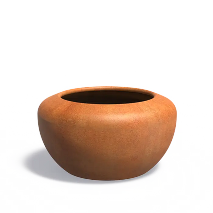 Pot de fleurs rond en acier Corten 98 x 53 cm - Avec socle