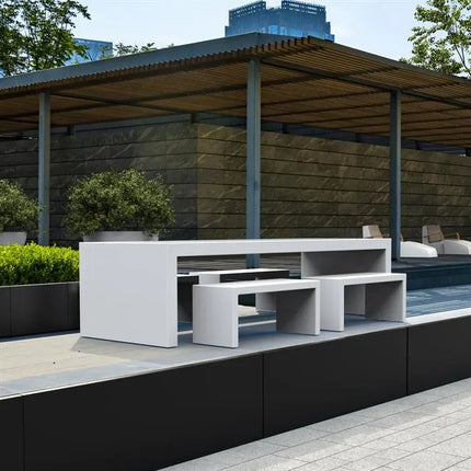 Garden Table | White Outdoor Table 260 x 100 x 75 cm - Aluminium