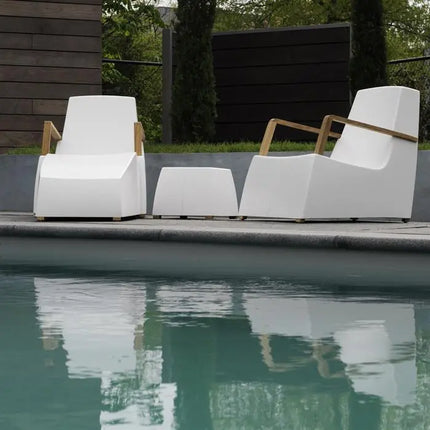 Side Table | Outdoor Pouf White 44 x 44 x 28 cm - Polyester