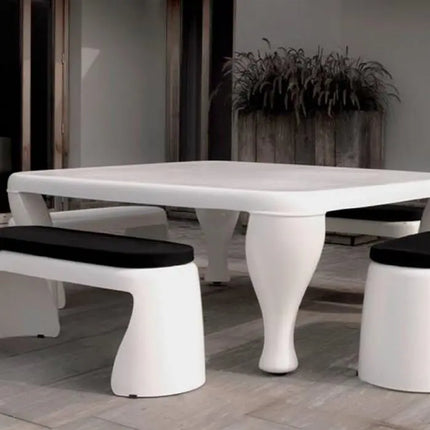 White Garden Bench 117 x 45 x 47 cm - Polyester