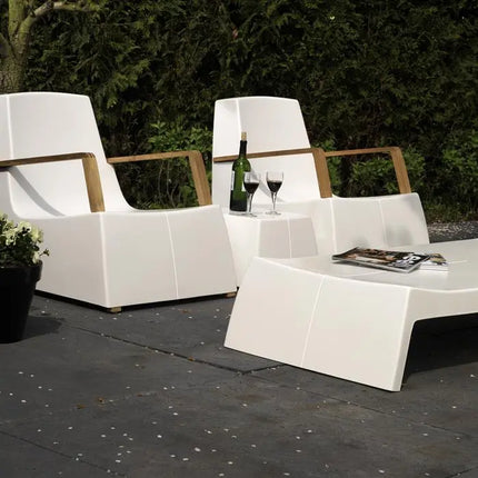 Side Table | Outdoor Pouf White 44 x 44 x 28 cm - Polyester
