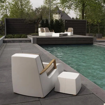 Side Table | Outdoor Pouf White 44 x 44 x 28 cm - Polyester