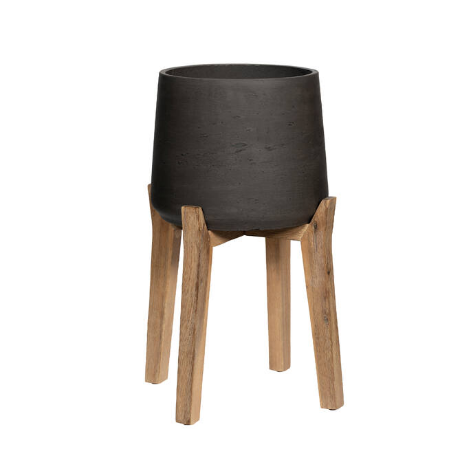 Pottery Pots Patt XXXL (Feet High), Black Washed Ø38,4 cm