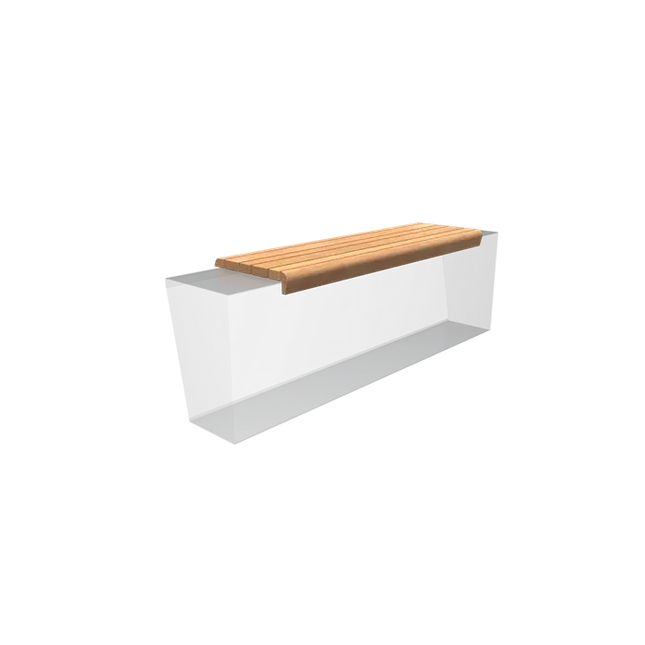 Sitzbank mit Stützmauer aus Hartholz, 1500 x 500 x 46 mm – abgerundete Sitzfläche | Sitzbank mit Rand