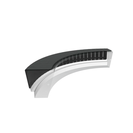 Aluminium stödmur sittyta 'Revert' 2861 x 837 x 353 mm - Ytterkurva