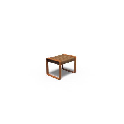 Corten stålbænk 60 x 44 x 43 cm - Kebony træ