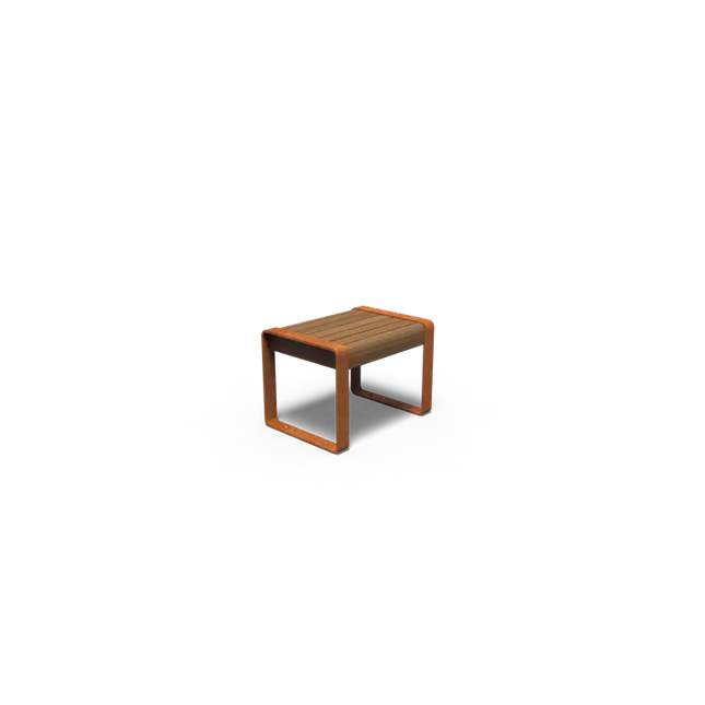 Cortenstaal Bankje 60 x 44 x 43 cm - Kebony Hout