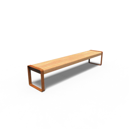 Panca in acciaio Corten 230 x 44 x 43 cm - Legno massello di Garapa