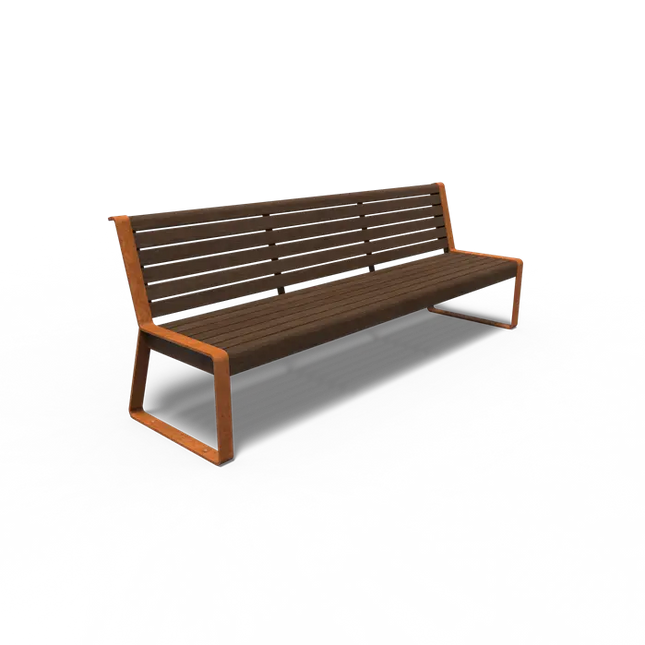Corten stålbænk med ryglæn 230 x 65 x 85 cm - Bambus