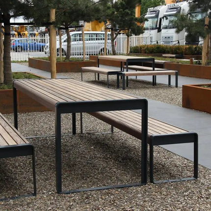 Table en acier Corten 230 x 79 x 75 cm - Bois dur Garapa - Table de jardin