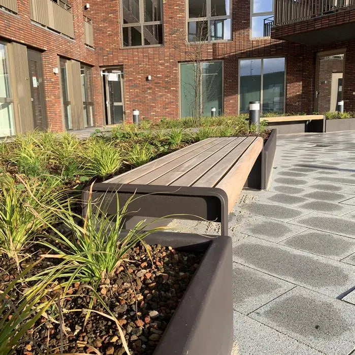 Tuinbank Gecoat Staal 150x44x43 cm - Garapa Hardhout