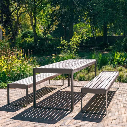 Table en acier Corten 230 x 79 x 75 cm - Bois dur Garapa - Table de jardin
